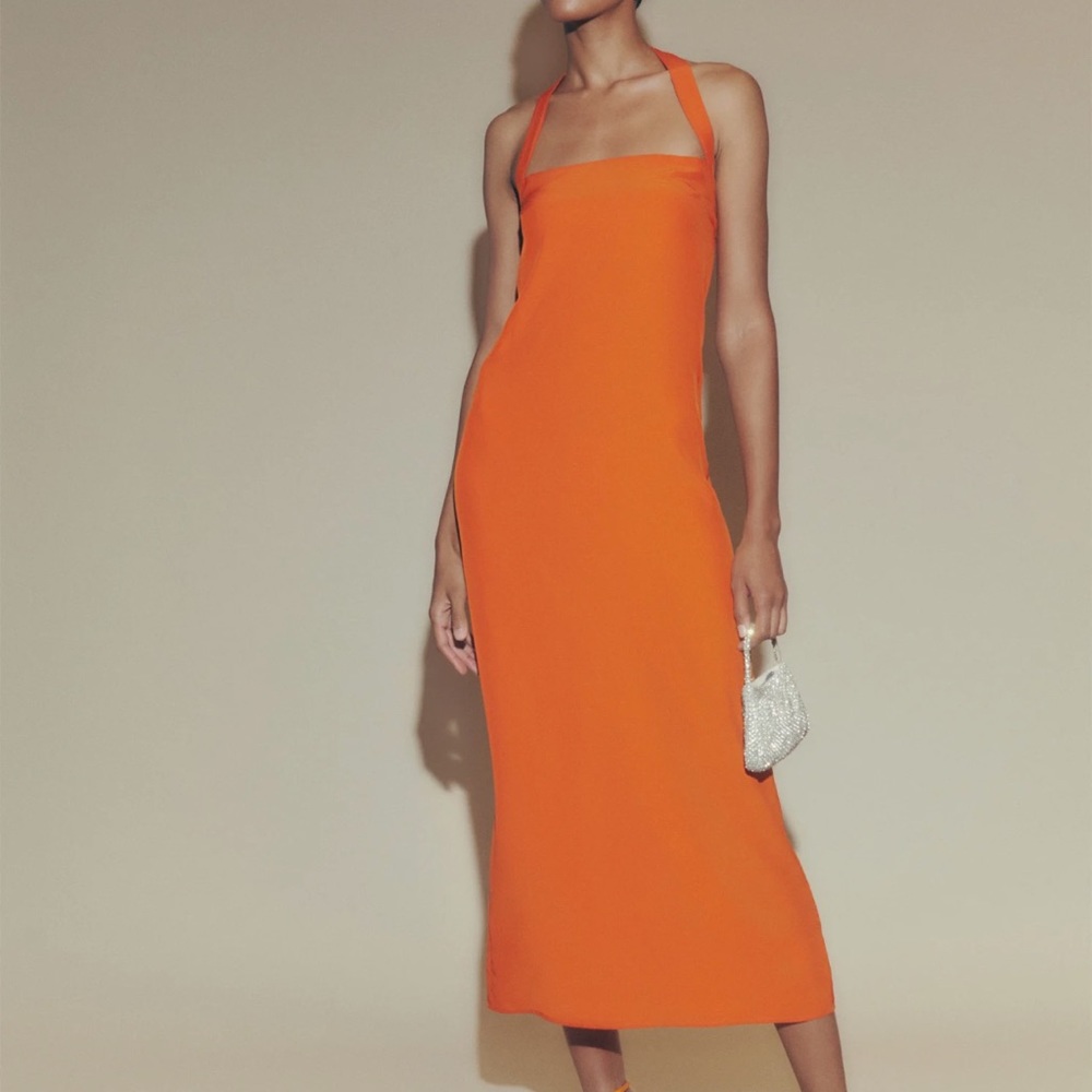 Reformation Alli silk dress orange size 2. 🧡🍊worn once, no damages.